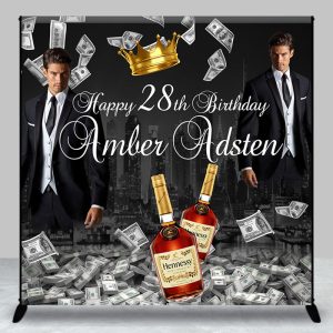 Custom Photo Money Man 28th Birthday Backdrop - Aperturee