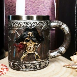 Ebros Pirates of Caribbean Skull With Cross Swords Tankard Coffee Beer Mug Cup