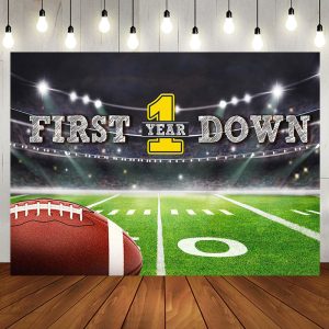 First Down Rugby Field Sport 1st Birthday Backdrop - Aperturee