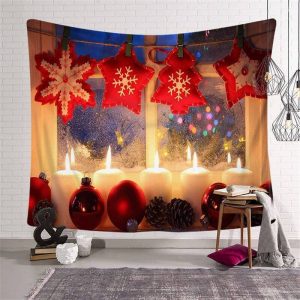 Fog Window Pendants Christmas Landscape Wall Tapestry - Aperturee