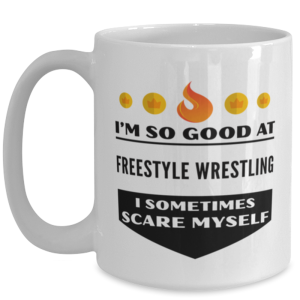 Funny Coffee Mug for Freestyle Wrestling Sports Fans - 15 oz Tea Cup For