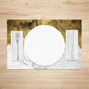 Gold White Marble Texture Dining Set Of 4 Placemats - Aperturee