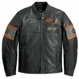 Harley Davidson Men's HD Screaming Eagle Black Motorcycle Leather Jacket