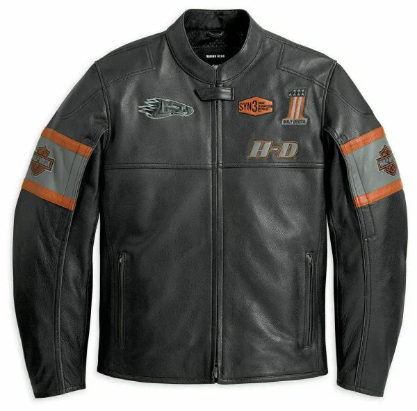 Harley Davidson Men's HD Screaming Eagle Black Motorcycle Leather Jacket