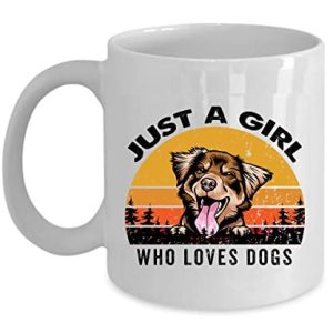Just A Girl Who Loves Puppy Australian Shepherd Dog Coffee Mug 11oz Ceramic Vint