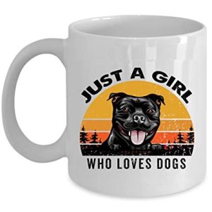Just A Girl Who Loves Stafforshire Bull Terrier Dog Coffee Mug 15oz Ceramic Vint