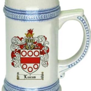Lucas Coat of Arms Stein / Family Crest Tankard Mug