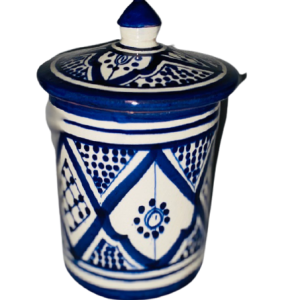 MOROCCAN COFFEE SUGAR CANISTER COOKIE JAR GGE "KECHLA" FASSI BLUE Multi-Purpose