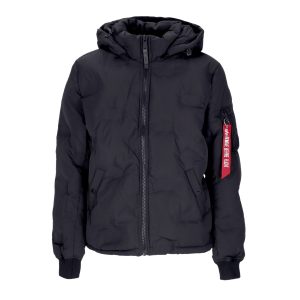 Men's Hooded Logo Puffer Black Down Jacket