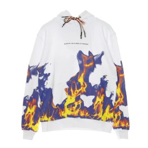 Men's Lightweight Hooded Sweatshirt Multi Flames White