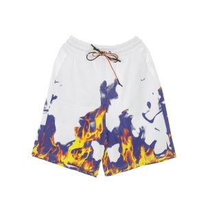 Multi Flames White Men's Tracksuit Shorts