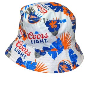 NY METS Coors Light Beer Hawaiian White Bucket Hat Rare