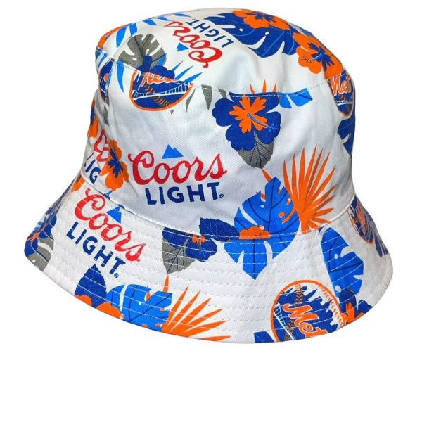 NY METS Coors Light Beer Hawaiian White Bucket Hat Rare