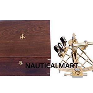 NauticalMart 12'' Admiral's Brass Sextant with Rosewood Box