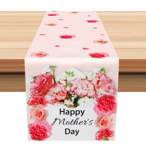 Pink Red Floral Patterns Mothers Day Table Runner - Aperturee
