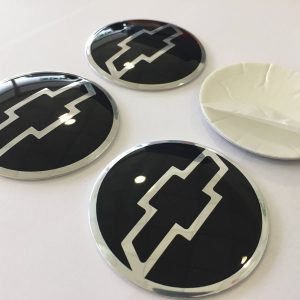 Set of 4x Metal stickers car wheel center cap DOMED CHEVROLET 9 - 50mm (1.97in)