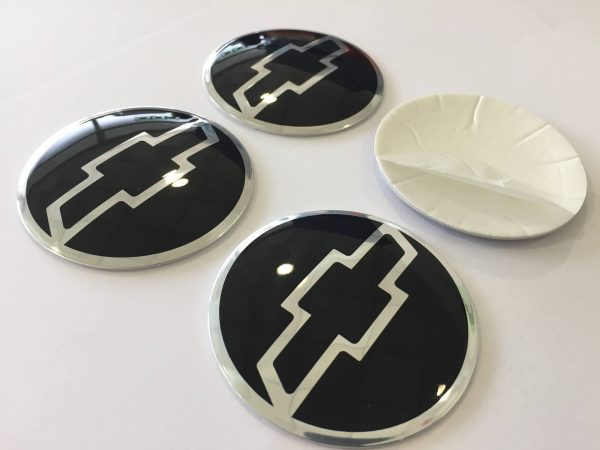 Set of 4x Metal stickers car wheel center cap DOMED CHEVROLET 9 - 50mm (1.97in)