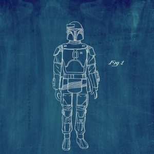 Star Wars Boba Fett Patent Print - Midnight Blue