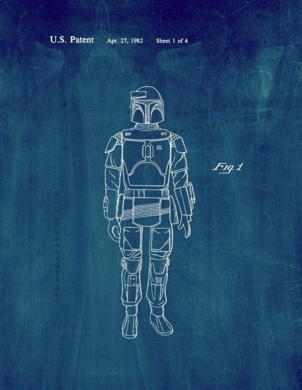 Star Wars Boba Fett Patent Print - Midnight Blue