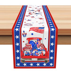 USA Flag Sparkle Dwarf Independence Day Table Runner - Aperturee
