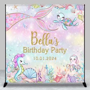 Undersea Animals Mermaid Custom Birthday Backdrop - Aperturee