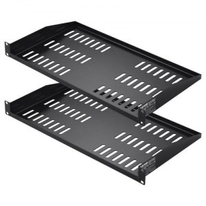 VEVOR 2PCS 1U Server Rack Shelf, 10"/254 mm Depth, 50 lbs Max Load Capacity Vented Cantilever or Wall Mount Rack Mount Shelf with Tray, Good Air Circulation for 19" Network Cabinet or Equipment Rack
