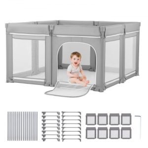 VEVOR Baby Playpen, 78.7" x 70.1" Extra Large Toddlers Playpen, Foldable Baby Fence Play Yard with Zippered Door & Soft Breathable Mesh, Indoor Outdoor Safety Activity Center - Great Gift for Toddlers