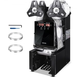 VEVOR Fully Automatic Sealing Machine Tea Cup Sealer 500-650 Cups/H 190 mm Black