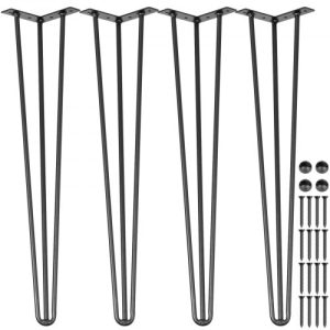 VEVOR Hairpin Table Legs 30" Black Set of 4 Desk Legs 880lbs Load Capacity (Each 220lbs) Hairpin Desk Legs 3 Rods for Bench Desk Dining End Table Chairs Carbon Steel DIY Heavy Duty Furniture Legs"
