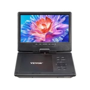 VEVOR Portable DVD Player, 9 inch HD Swivel Display Screen, 4 Hours Built-in Rechargeable Battery, Dual Speakers, Support Sync TV/USB/SD Card/CD/DVD, Car Charger, AC Power Adapter, Remote Control