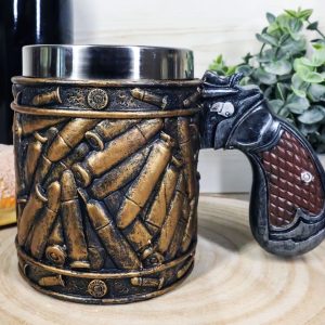 Western Pistol Gun Ammo Bullet Shells Beer Stein Tankard Coffee Cup Mug 12oz