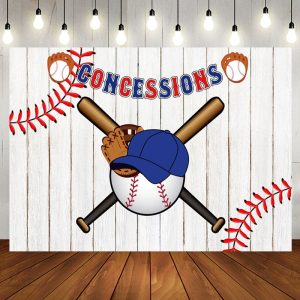 White Wood Baseball Cap Hat Bat Birthday Backdrop - Aperturee