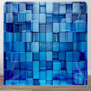 Aperturee 3D Blue Blocks Fabric Backdrop Cover For Party Decor - Aperturee