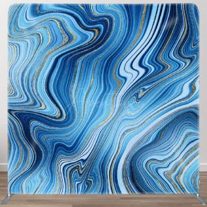 Aperturee Abstract Artistic Blue Gold Texture Party Backdrop - Aperturee