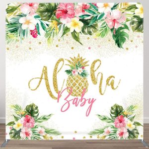 Aperturee Aloha Baby Flower Fabric Backdrop Cover for Baby Shower - Aperturee