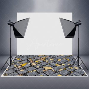 Aperturee Autumn Leaves Dark Grey Road Bricks Rubber Floor Mat - Aperturee