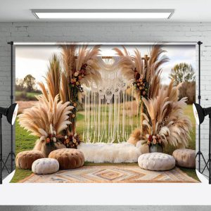 Aperturee Beige Plume Outdoor Boho Photo Backdrop For Event