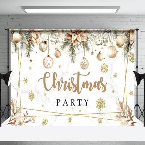 Aperturee Bells Floral Boho Marbled Christmas Party Backdrop - Aperturee