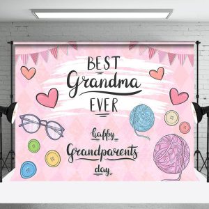 Aperturee Best Grandma Ever Happy Grandparents Day Backdrop - Aperturee