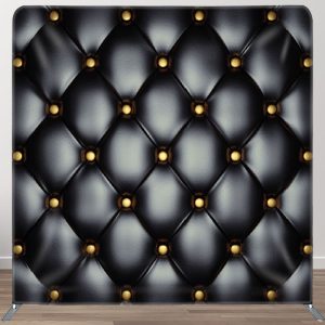 Aperturee Black And Gold Buttons Sofa Style Fabric Backdrop - Aperturee