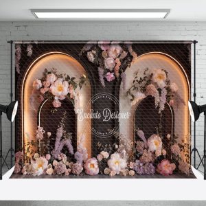 Aperturee Black Lighted Arch Wall Floral Wedding Photo Backdrop | Custom Rustic Wedding Backdrop | Wedding Stage Backdrop | Wedding Photo Backdrops