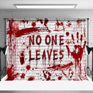 Aperturee Bloody Horror Wall No One Leaves Halloween Backdrop - Aperturee