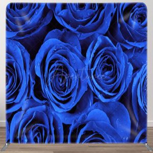 Aperturee Blue Blooming Dew Roses Valentines Day Backdrop Cover - Aperturee
