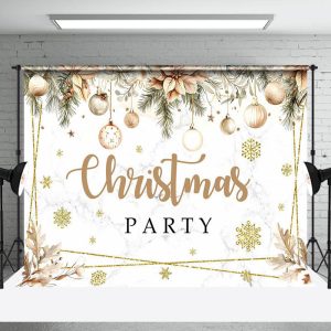 Aperturee Boho Floral Bells Marbled Christmas Party Backdrop - Aperturee