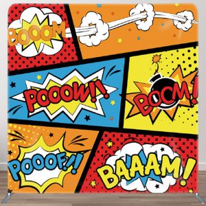 Aperturee Booom Pooow Colorful Comic Style Fabric Party Backdrop - Aperturee