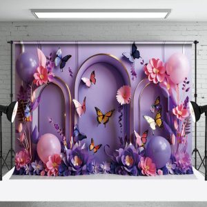 Aperturee Butterfly Girl Birthday Wedding Photography Backdrop