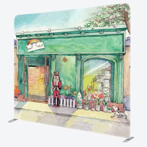 Aperturee Cartoon Green Store Christmas Pillow Case Backdrop - Aperturee
