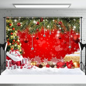 Aperturee Celebrate The Holiday Red Christmas Photo Backdrop - Aperturee