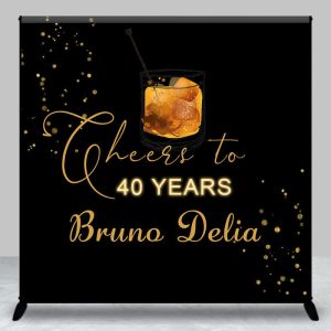 Aperturee Cheers To 40 Years Custom Name Anniversary Backdrop - Aperturee