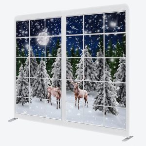 Aperturee Christmas Elk In Forest Window Pillow Case Backdrop - Aperturee